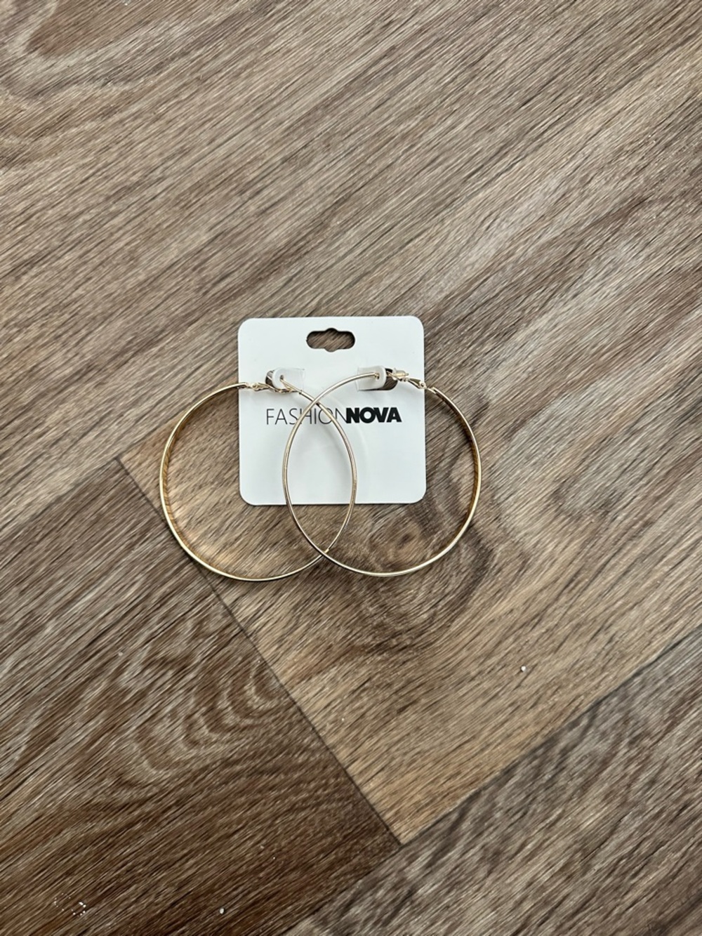 Fashion Nova Gold Hoop Earrings - Slim Metal Circle - Picture 3 of 5